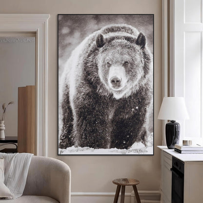 37297892-MGV-CV-24X36-Bison Portrait Wall Art Canvas Print, Framed Rustic Wall Accent Art Picture Print, Lodge Style Perfect Rustic Lodge Decor Artwork