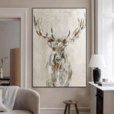 79642067-MGV-CV-24X36-Abstract Deer Wall Art Canvas Print, Framed Lodge Style Decor Art Picture Print, Rustic Animal Wall Perfect Lodge Cabin Style