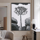 60628080-MGV-CV-24X36-Bold Tree Silhouette Wall Art Canvas Print, Framed Sculptural Tree Shape Art Picture Print, Desert Tree Perfect Modern Desert