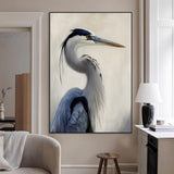 79581184-MGV-CV-24X36-Blue Heron Wall Art Canvas Print, Framed Elegant Wildlife Art Picture Print, Minimalist Bird Theme Perfect Coastal Minimalist