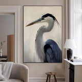 60171823-MGV-CV-24X36-Blue Heron Wall Art Canvas Print, Framed Coastal Bird Theme Art Picture Print, Minimalist Wildlife Perfect Coastal Minimalist
