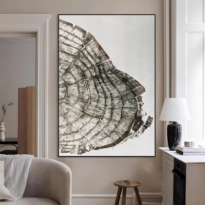 57798204-MGV-CV-24X36-Botanical Tree Ring Wall Art Canvas Print, Framed Earth Tones Art Picture Print, Tree Ring Canvas Perfect Scandinavian Minimalist