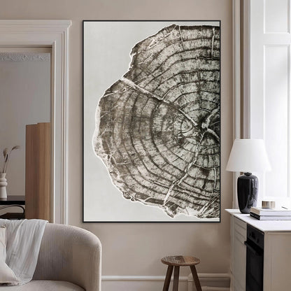 11167473-MGV-CV-24X36-Rustic Wall Decor Wall Art Canvas Print, Framed Modern Lodge Style Art Picture Print, Neutral Wood Slice Perfect Scandinavian