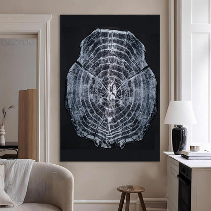 67859667-MGV-CV-24X36-Tree Ring Wall Art Wall Art Canvas Print, Framed Wood Slice Canvas Art Picture Print, Monochrome Nature Decor Perfect Modern