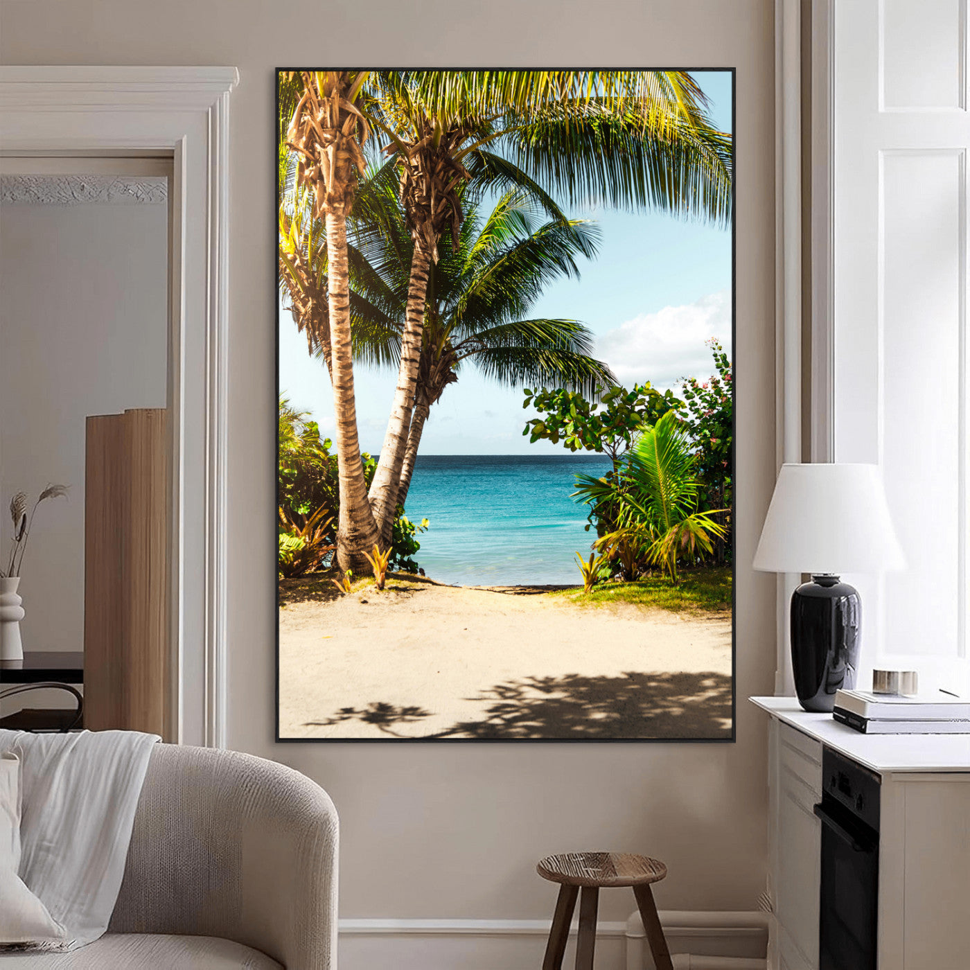 10046923-MGV-CV-24X36-Palm Tree Canvas Wall Art Canvas Print, Framed Coastal Wall Art Art Picture Print, Island Wall Decor Perfect Coastal Tropical