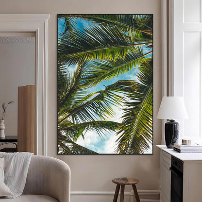31086560-MGV-CV-24X36-Palm Leaves Wall Art Canvas Print, Framed Tropical Vibes Art Picture Print, Green Foliage Perfect Tropical Boho Decor Artwork