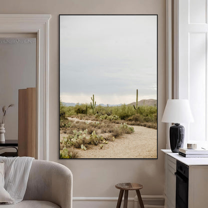 55042528-MGV-CV-24X36-Minimalist Landscape Wall Art Canvas Print, Framed Rustic Boho Canvas Art Picture Print, Earthy Tones Art Perfect Southwestern