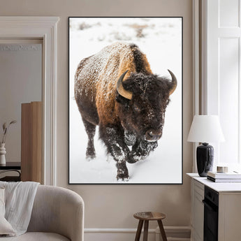 19448944-MGV-CV-24X36-Winter Wilderness Wall Art Canvas Print, Framed Brown Tones Art Picture Print, Nature Close-Up Perfect Rustic Lodge Decor Decor