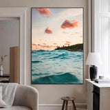 13960366-MGV-CV-24X36-Tropical Seascape Wall Art Canvas Print, Framed Sunset Ocean Art Picture Print, Coastal Aesthetic Perfect Coastal Bohemian Decor