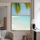 90359351-MGV-CV-24X36-Azure Water Wall Art Canvas Print, Framed Tranquil Island Escape Art Picture Print, Clear Blue Ocean Perfect Coastal Minimalist