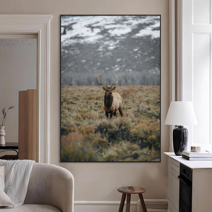 80105083-MGV-CV-24X36-Wild Elk Wall Art Canvas Print, Framed Mountain Wilderness Art Picture Print, Majestic Animal Perfect Rustic Lodge Decor Artwork