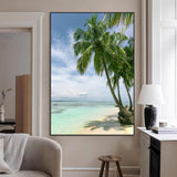 80489589-MGV-CV-24X36-Palm Tree Beach Wall Art – Tropical Paradise Canvas Print with White Sand and Turquoise Ocean, Coastal Photography for Bedroom,