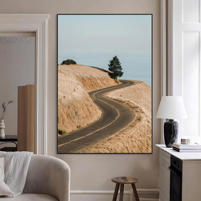 44236608-MGV-CV-24X36-Landscape Wall Art – Winding Road Through Golden Hills Canvas Print, Scenic Nature Photography Decor for Bedroom, Living Room,