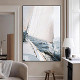 95552990-MGV-CV-24X36-Nautical Sailing Wall Art – Sailboat with White Sails and Ocean Waves, Coastal Photography Print, Seaside Decor for Beach House &