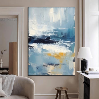 80358-MGV-CV-24X36-Abstract Seascape Wall Art Canvas Print, Framed Coastal Horizon Art Picture Print, Textured Ocean Perfect Minimal Coastal Decor