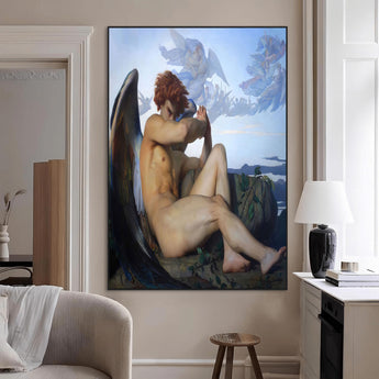 99738-MGV-CV-24X36-Fallen Angel Wall Art Canvas Print, Framed Classical Nude Art Picture Print, Renaissance Style Perfect Classical Moody Decor