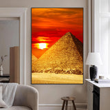 13047-MGV-CV-24X36-Pyramids Giza Wall Art – Golden Sunset Egypt Canvas Print, Ancient World Landmark Photography Decor for Living Room, Office, Study