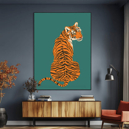 12468-MGV-CV-24X36-Tiger Wall Art – Modern Jungle Cat Canvas Print, Bold Wildlife Animal Decor for Bedroom, Office, Living Room or Nature Inspired