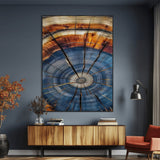 58959380-MGV-CV-24X36-Tree Rings Wall Art Canvas Print, Framed Wood Texture Art Picture Print, Blue Grain Perfect Rustic Modern Decor Artwork