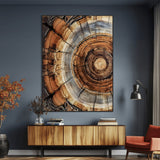 28233914-MGV-CV-24X36-Tree Rings Wall Art Canvas Print, Framed Wood Texture Art Picture Print, Rustic Pattern Perfect Rustic Organic Decor Artwork