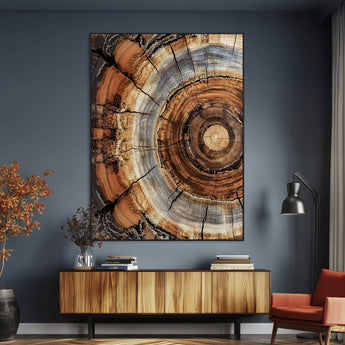 28233914-MGV-CV-24X36-Tree Rings Wall Art Canvas Print, Framed Wood Texture Art Picture Print, Rustic Pattern Perfect Rustic Organic Decor Artwork