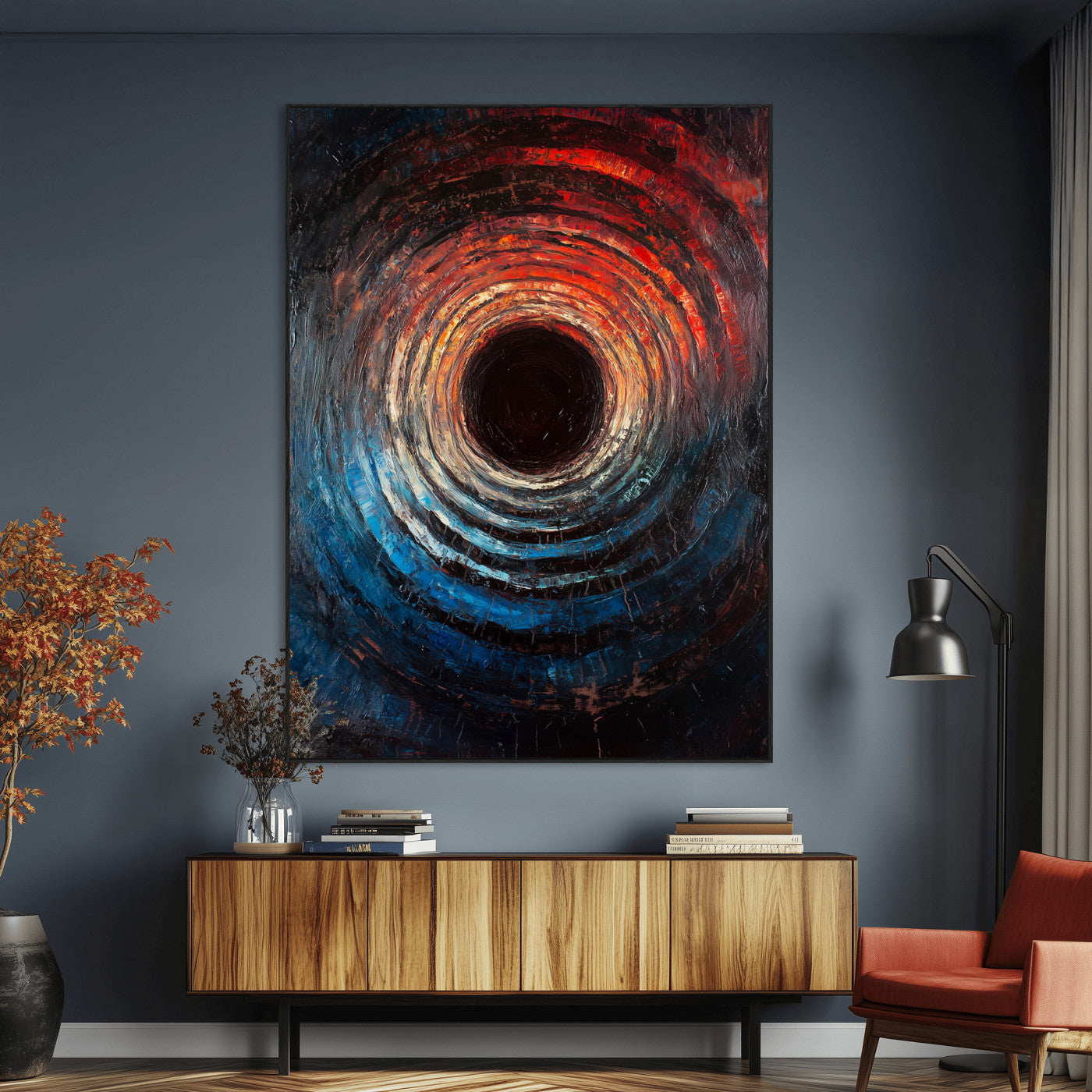 41597467-MGV-CV-24X36-Wood Vortex Wall Art Canvas Print, Framed Abstract Swirl Art Picture Print, Wood Tree Texture Perfect Modern Decor Artwork