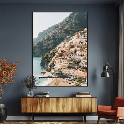 28897019-MGV-CV-24X36-Positano Coastline Wall Art Canvas Print, Framed Amalfi Architecture Art Picture Print, Italian Riviera Perfect Mediterranean