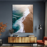 46042804-MGV-CV-24X36-Aerial Beach Wall Art Canvas Print, Framed Coastal Waves Art Picture Print, Turquoise Ocean Perfect Modern Coastal Decor Artwork