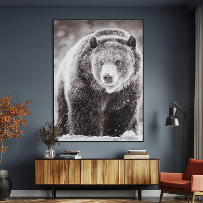 37297892-MGV-CV-24X36-Bison Portrait Wall Art Canvas Print, Framed Rustic Wall Accent Art Picture Print, Lodge Style Perfect Rustic Lodge Decor Artwork