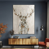 79642067-MGV-CV-24X36-Abstract Deer Wall Art Canvas Print, Framed Lodge Style Decor Art Picture Print, Rustic Animal Wall Perfect Lodge Cabin Style