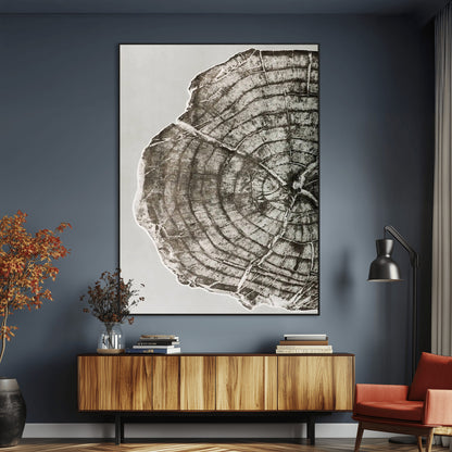 11167473-MGV-CV-24X36-Rustic Wall Decor Wall Art Canvas Print, Framed Modern Lodge Style Art Picture Print, Neutral Wood Slice Perfect Scandinavian