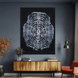 67859667-MGV-CV-24X36-Tree Ring Wall Art Wall Art Canvas Print, Framed Wood Slice Canvas Art Picture Print, Monochrome Nature Decor Perfect Modern