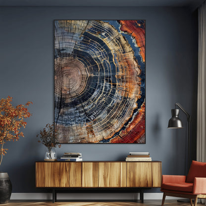 36357958-MGV-CV-24X36-Tree Ring Texture Wall Art Canvas Print, Framed Rustic Wood Decor Art Picture Print, Timber Wall Accent Perfect Rustic Farmhouse