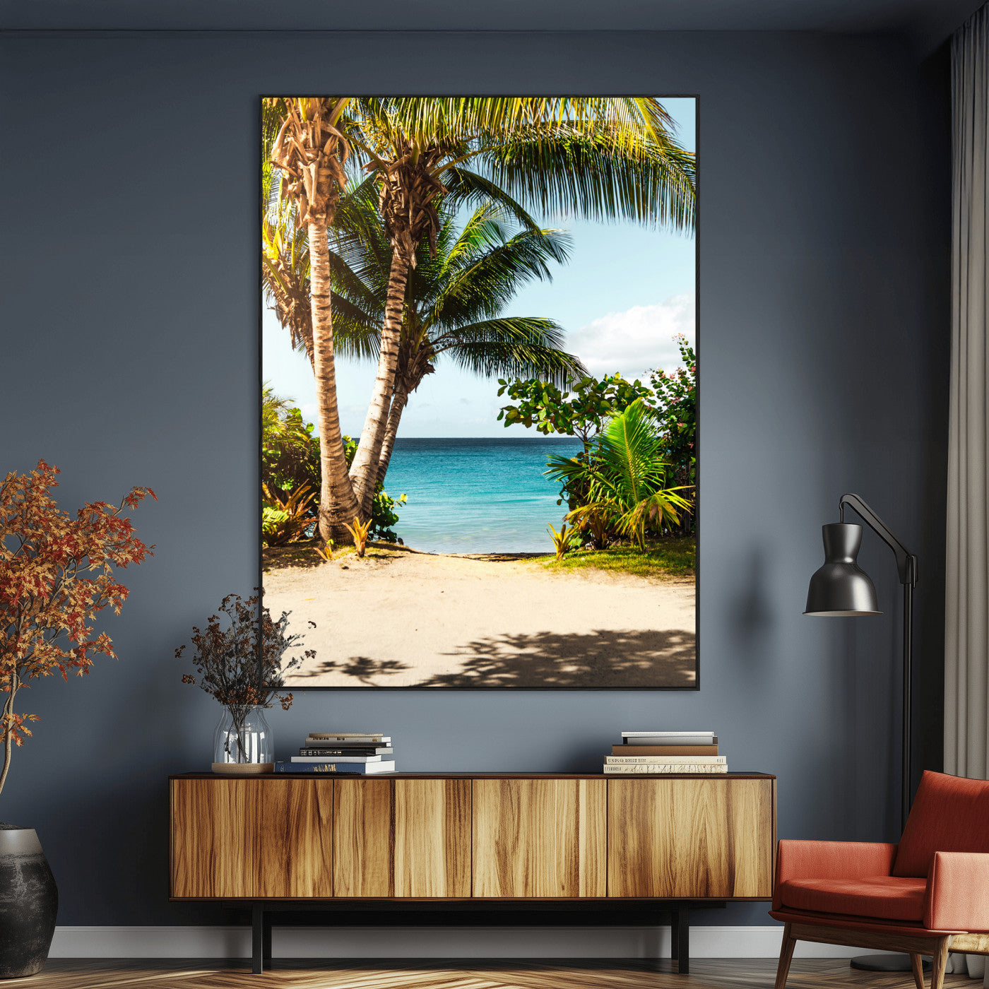 10046923-MGV-CV-24X36-Palm Tree Canvas Wall Art Canvas Print, Framed Coastal Wall Art Art Picture Print, Island Wall Decor Perfect Coastal Tropical