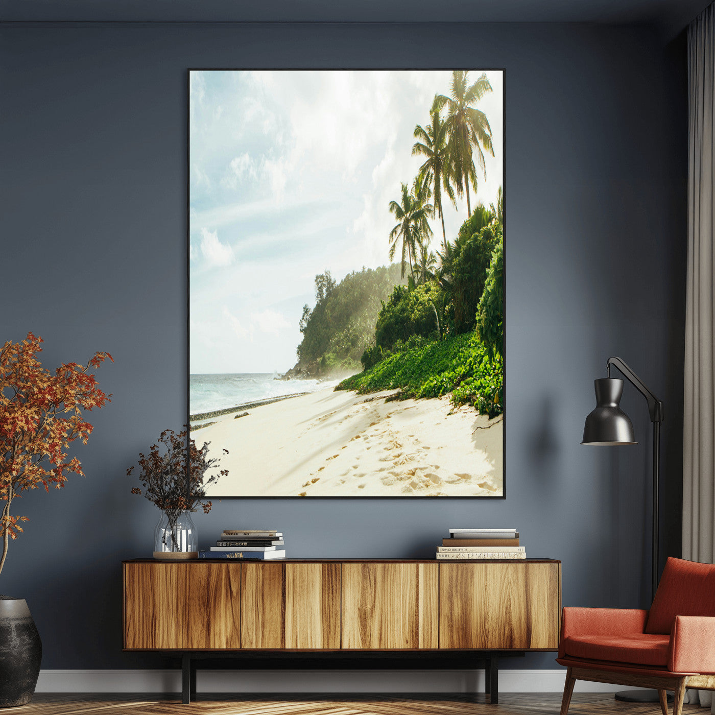 42984524-MGV-CV-24X36-Relaxing Beach Wall Art Canvas Print, Framed Ocean View Art Picture Print, Coastal Serenity Perfect Tropical Coastal Decor Artwork