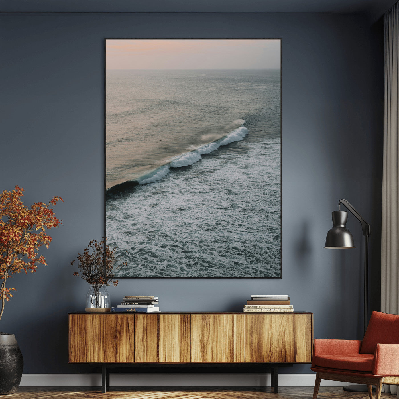 88999168-MGV-CV-24X36-Ocean Waves Wall Art Canvas Print, Framed Coastal Serenity Art Picture Print, Relaxing Ocean Perfect Modern Coastal Decor Artwork