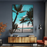 49451039-MGV-CV-24X36-Palm Trees Wall Art Canvas Print, Framed Tropical Beach Art Picture Print, Ocean Breeze Perfect Tropical Coastal Decor Artwork