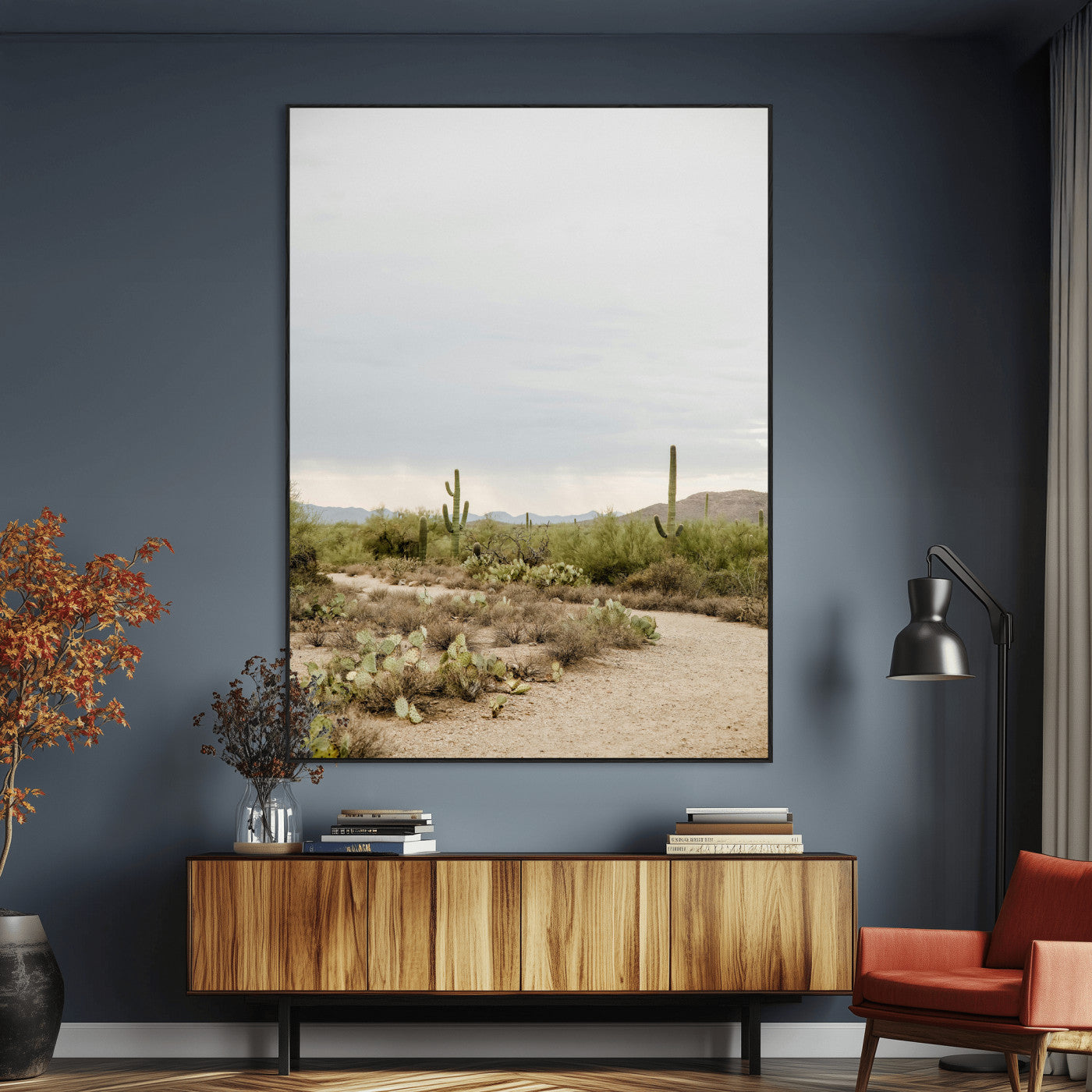 55042528-MGV-CV-24X36-Minimalist Landscape Wall Art Canvas Print, Framed Rustic Boho Canvas Art Picture Print, Earthy Tones Art Perfect Southwestern