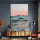89450227-MGV-CV-24X36-Minimalist Seascape Wall Art Canvas Print, Framed Soft Pastel Sunset Art Picture Print, Tranquil Ocean Perfect Minimalist Coastal