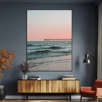 89450227-MGV-CV-24X36-Minimalist Seascape Wall Art Canvas Print, Framed Soft Pastel Sunset Art Picture Print, Tranquil Ocean Perfect Minimalist Coastal