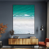 26150405-MGV-CV-24X36-Soft Waves Wall Art Canvas Print, Framed Seaside Escape Art Picture Print, Minimalist Beach Aesthetic Perfect Coastal Minimalist