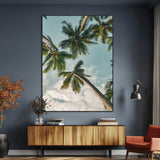 80452931-MGV-CV-24X36-Tropical Palm Trees Wall Art Canvas Print, Framed Coastal Nature Art Picture Print, Relaxing Summer Vibes Perfect Boho Coastal