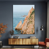 13614237-MGV-CV-24X36-Cliff Diving Wall Art – Panoramic Ocean Jump Canvas Print, Extreme Sports Adventure Decor for Living Room, Office, Bedroom, Man