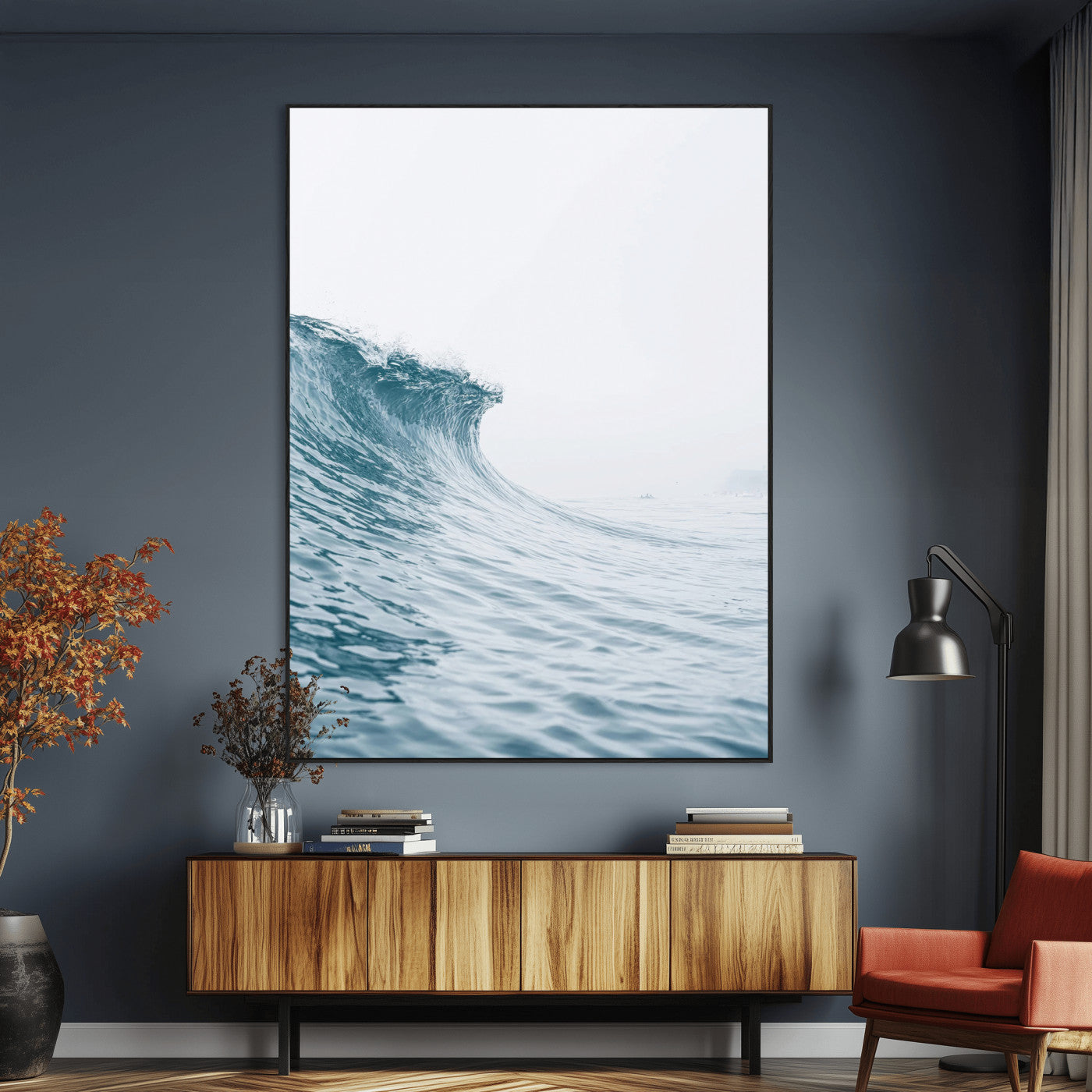 38699249-MGV-CV-24X36-Ocean Wave Wall Art – Minimalist Sea Canvas Print, Rising Surf and Misty Horizon Photography Decor for Bedroom, Living Room,