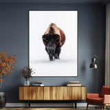 77072968-MGV-CV-24X36-Wildlife Wall Art – Bison in Snow Canvas Print, Rustic Western Nature Photography Decor for Bedroom, Living Room, Office, Cabin,