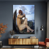 99738-MGV-CV-24X36-Fallen Angel Wall Art Canvas Print, Framed Classical Nude Art Picture Print, Renaissance Style Perfect Classical Moody Decor