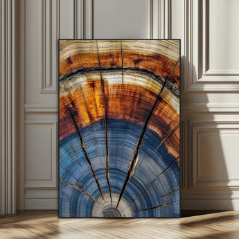 47703729-SEG-FC-51X34_Oversize_Oversize-Tree Rings Wall Art Canvas Print, Framed Wood Texture Art Picture Print, Blue Grain Perfect Rustic Modern Decor Artwork