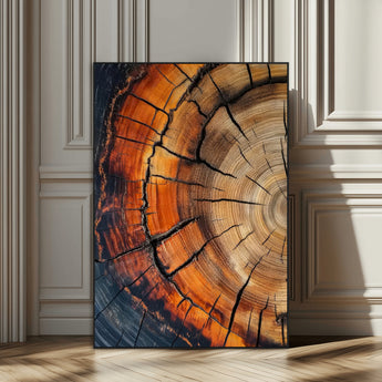 33751185-MGV-CV-24X36-Tree Rings Wall Art Canvas Print, Framed Wood Detail Art Picture Print, Rustic Texture Perfect Rustic Warm Decor Artwork
