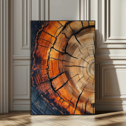 33751185-MGV-CV-24X36-Tree Rings Wall Art Canvas Print, Framed Wood Detail Art Picture Print, Rustic Texture Perfect Rustic Warm Decor Artwork