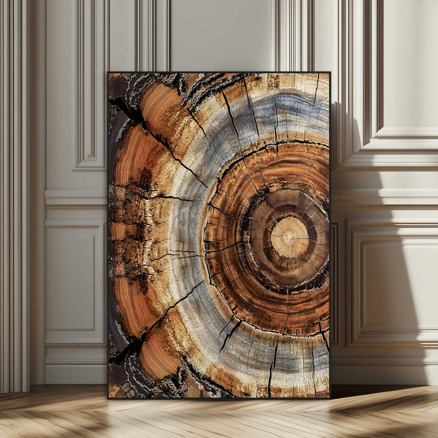 28233914-SEG-FC-51X34_Oversize_Oversize-Tree Rings Wall Art Canvas Print, Framed Wood Texture Art Picture Print, Rustic Pattern Perfect Rustic Organic Decor Artwork